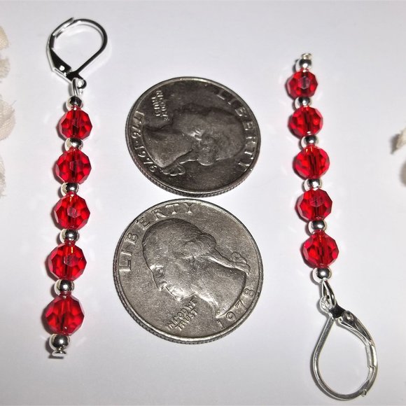 Red Earrings, Long Red Earrings, Earring, Earring Earring Earring Earring A173 - Picture 3 of 8